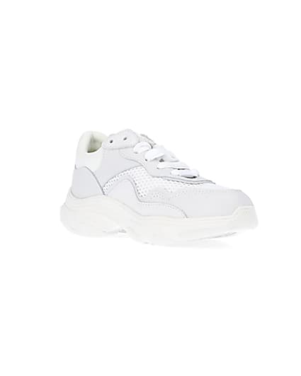 360 degree animation of product White NUSHU leather chunky trainers frame-18