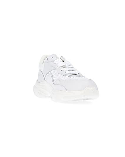 360 degree animation of product White NUSHU leather chunky trainers frame-19