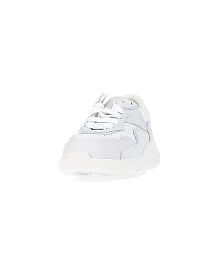 360 degree animation of product White NUSHU leather chunky trainers frame-22