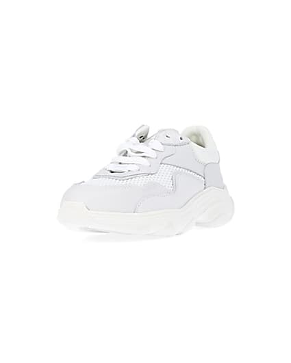 360 degree animation of product White NUSHU leather chunky trainers frame-23