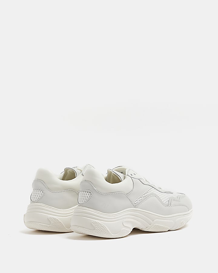 White NUSHU leather chunky trainers