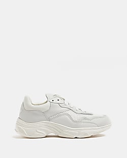 White NUSHU leather chunky trainers