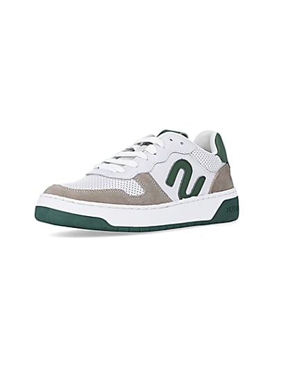 360 degree animation of product White NUSHU suede trainers frame-0