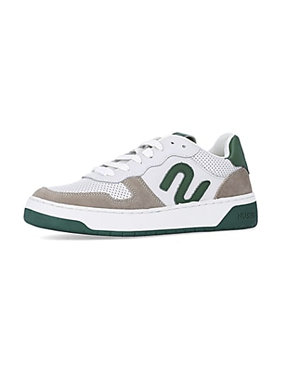 360 degree animation of product White NUSHU suede trainers frame-1