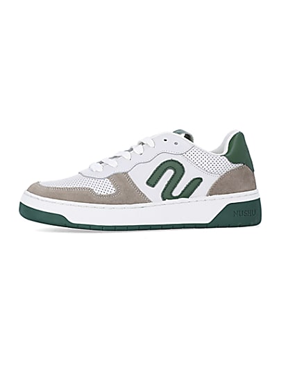 360 degree animation of product White NUSHU suede trainers frame-2