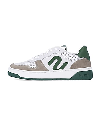 360 degree animation of product White NUSHU suede trainers frame-3