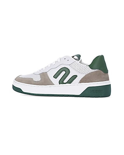 360 degree animation of product White NUSHU suede trainers frame-4
