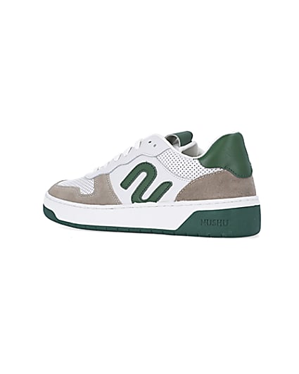 360 degree animation of product White NUSHU suede trainers frame-5