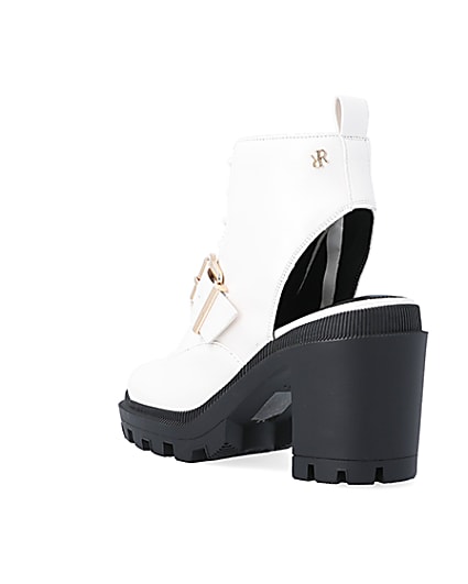 360 degree animation of product White open toe heeled ankle boots frame-6