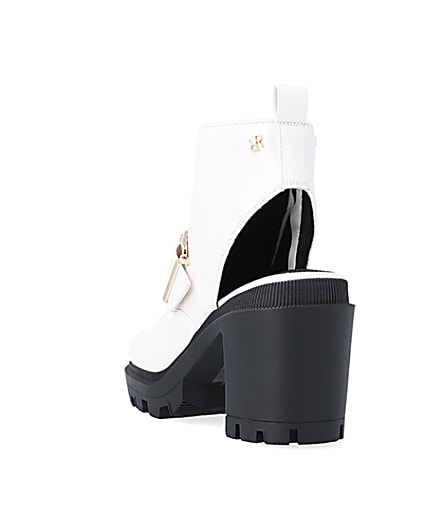 360 degree animation of product White open toe heeled ankle boots frame-7