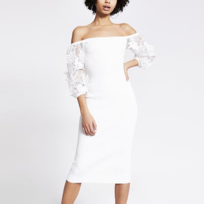 river island white floral dress