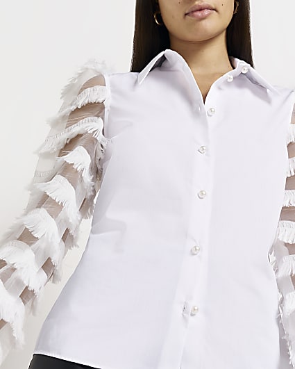 White organza long sleeve shirt