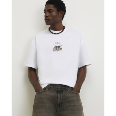 White Oversized Cotton Cafe Rivere T-Shirt