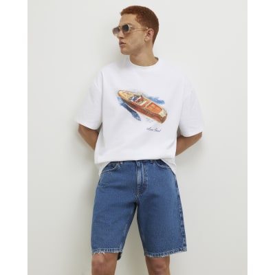 White Oversized Cotton Cruise Boat T-Shirt