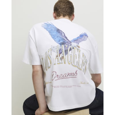 White Oversized Cotton Eagle T-Shirt