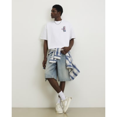 White Oversized Cotton Floral Dove T-Shirt