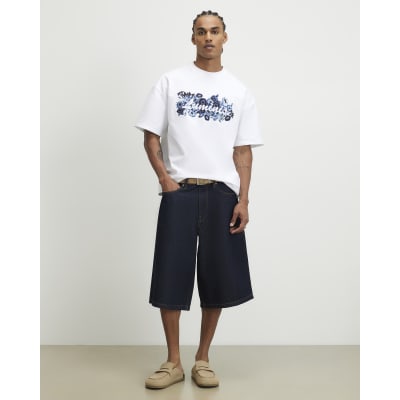 White Oversized Cotton Floral Luminis T-Shirt