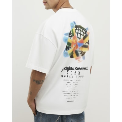 White Oversized Fit All Rights Flag T-Shirt