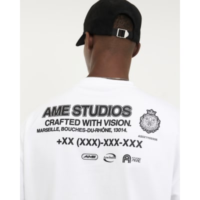 White Oversized Fit Ame Studios T-Shirt