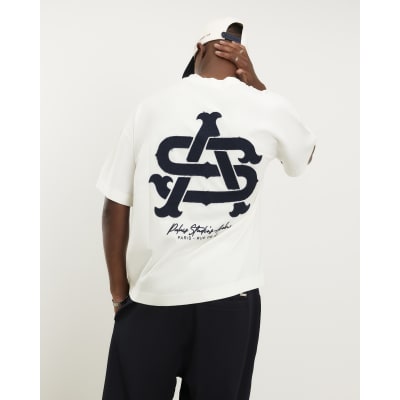 White Oversized Fit Applique T-Shirt