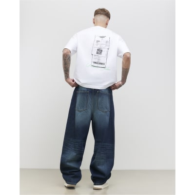 White Oversized Fit Barcode Receipt T-Shirt