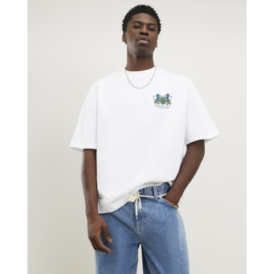 White Oversized Fit Chateau Crest T-Shirt