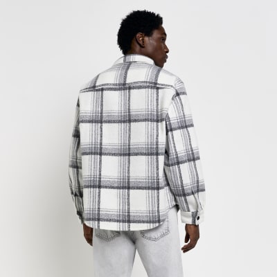 White Oversized fit Check shacket River Island