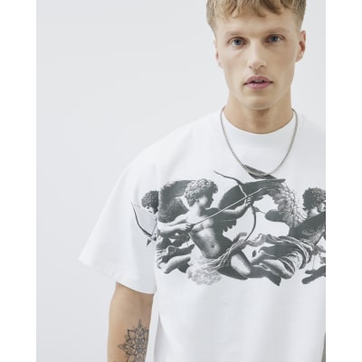 White Oversized Fit Cherub Front T-Shirt