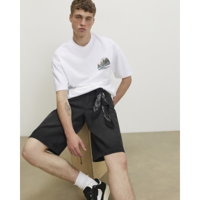 White Oversized Fit Cotton Fire House T-Shirt