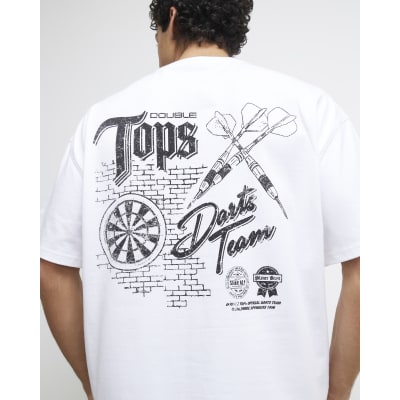 White Oversized Fit Darts T-Shirt