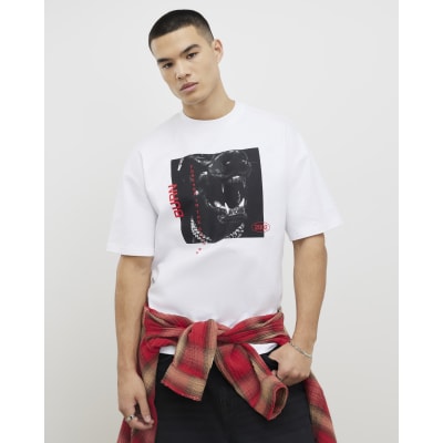 White Oversized Fit Dog Print T-Shirt
