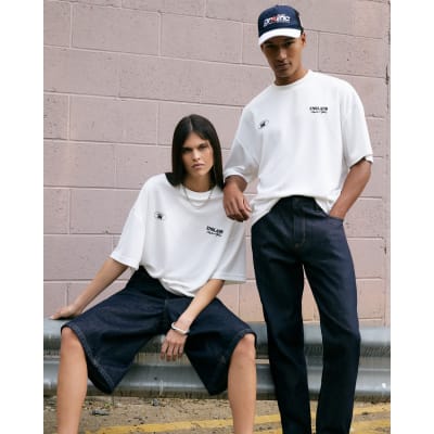 White Oversized Fit England Gothic T-Shirt