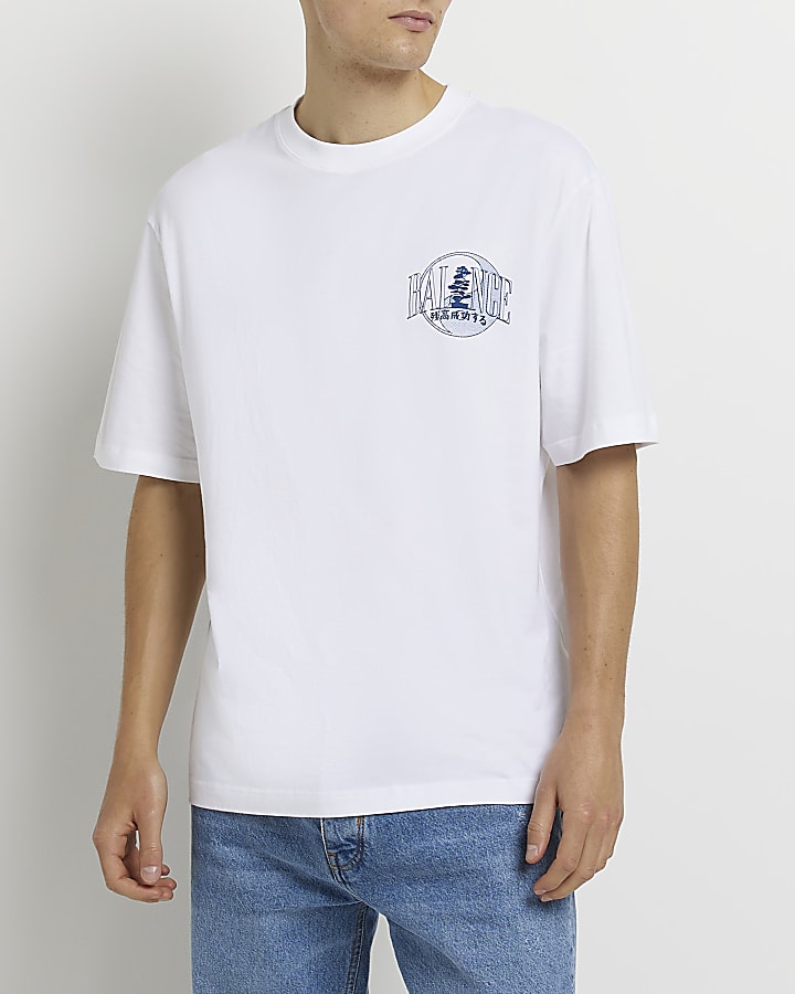 White Oversized fit graphic Bonsai T-shirt