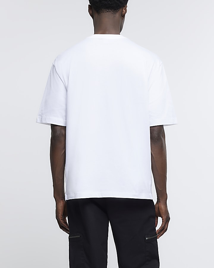 White oversized fit graphic box t-shirt