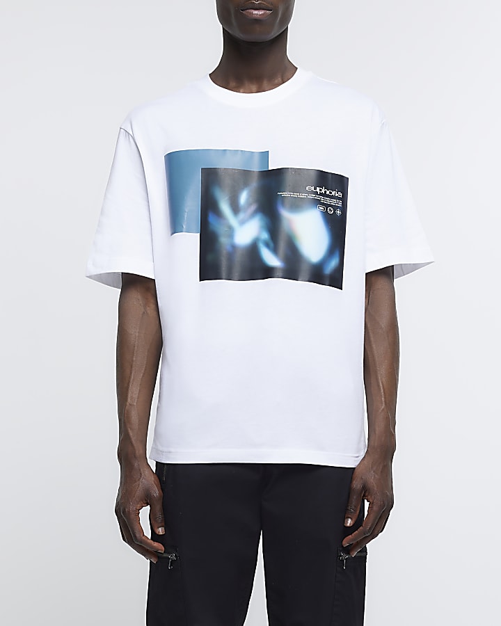 White oversized fit graphic box t-shirt