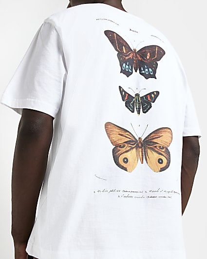 White oversized fit graphic Butterfly T-shirt