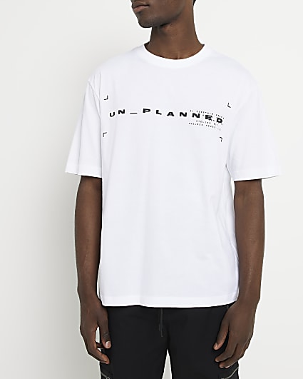 White Oversized Fit Graphic Unplanned T-Shirt