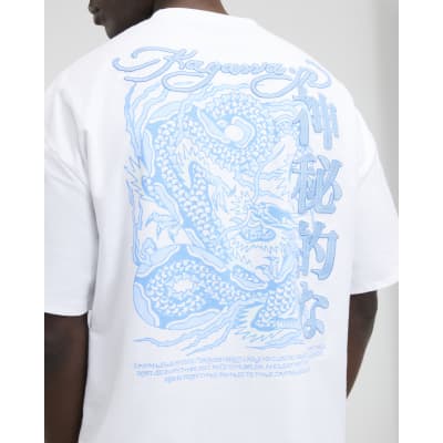 White Oversized Fit Kagawa Dragon T-Shirt