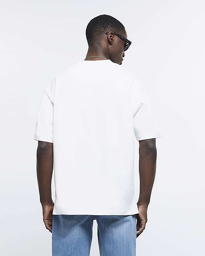 White oversized fit RI studio patch t-shirt
