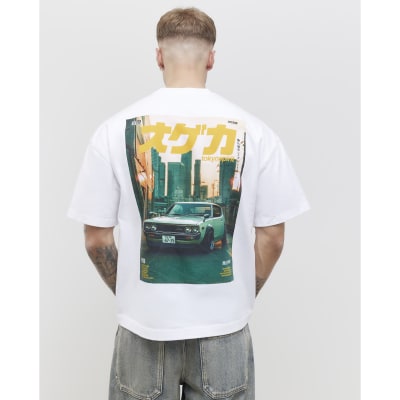 White Oversized Fit Tokyo Car T-Shirt