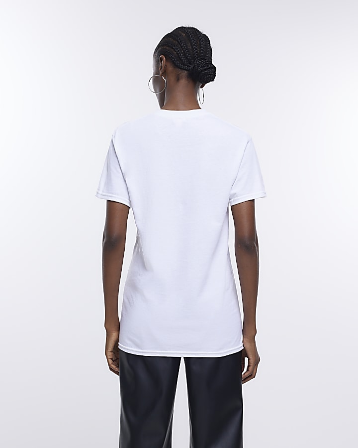 White oversized graphic print t-shirt