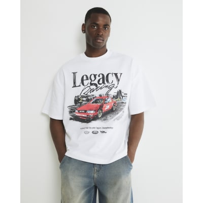 White Oversized Legacy Racing Moto T-Shirt