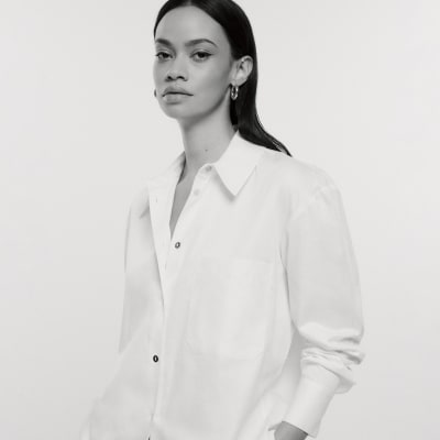 White oversized long sleeve shirt