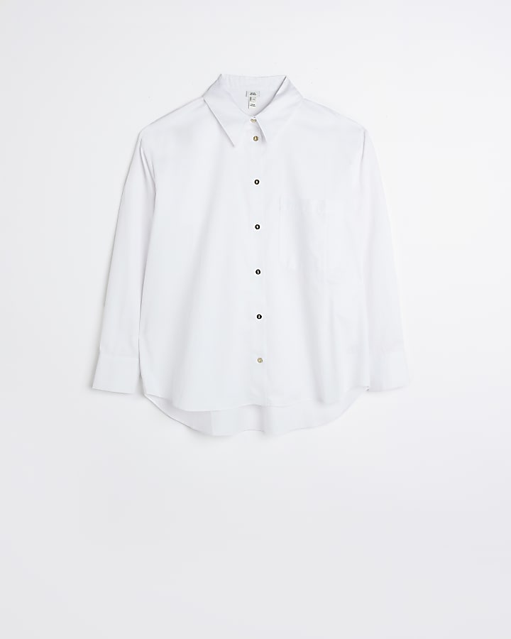White oversized long sleeve shirt