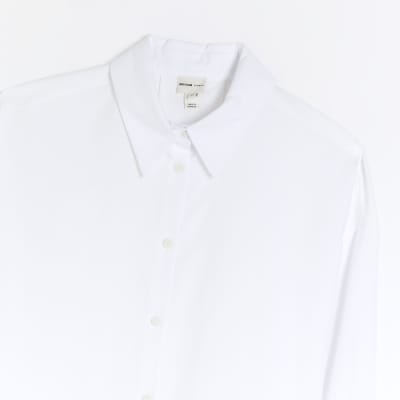 White oversized split hem shirt River Island