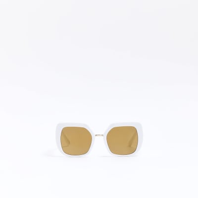 White Oversized Tinted Sunglasses