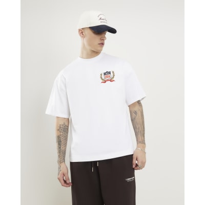 White Oversized USA Crest T-Shirt