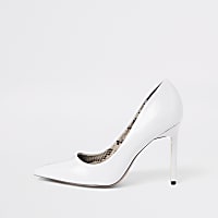 White patent court shoes