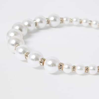 White pearl bead headband
