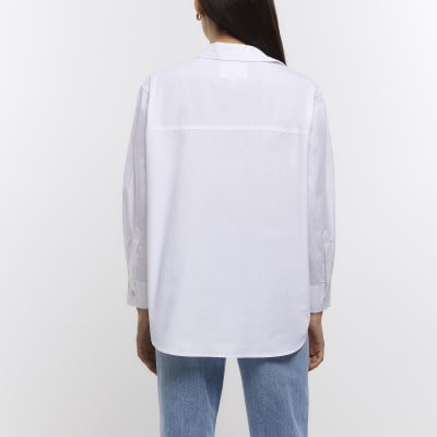 White pearl embellishment shirt | River Island